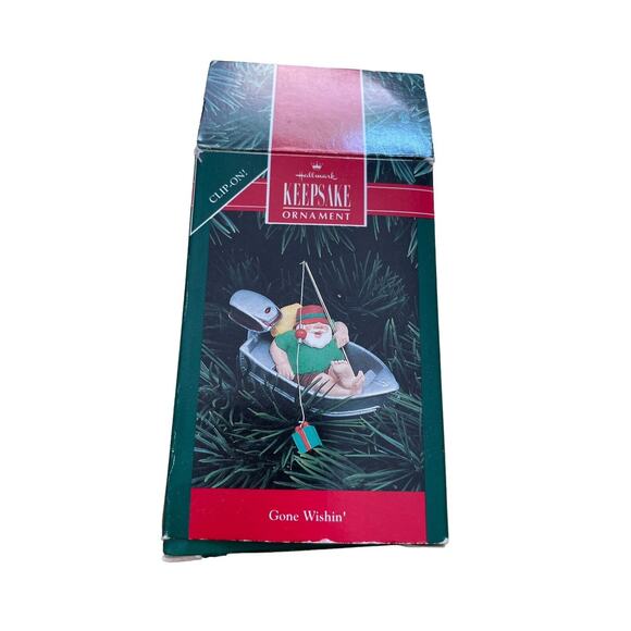 Vintage 1992 Hallmark Gone Wishin Fishing Keepsake Christmas Ornament Santa Clip - Picture 5 of 6